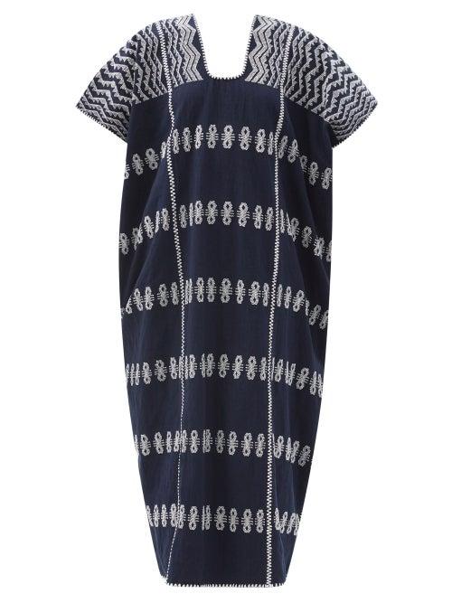 Matchesfashion.com Pippa Holt - No.270 Embroidered Cotton Kaftan - Womens - Navy