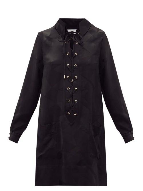Matchesfashion.com Racil - Sahara Aprilia Lace-up Satin Mini Dress - Womens - Black