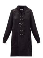 Matchesfashion.com Racil - Sahara Aprilia Lace-up Satin Mini Dress - Womens - Black