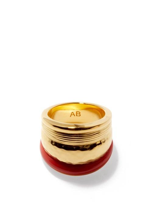 Matchesfashion.com Aurlie Bidermann - Venice 18kt Gold-plated & Enamel Ring - Womens - Pink Gold