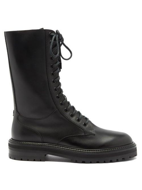 Jimmy Choo - Cora Leather Flat Boots - Womens - Black