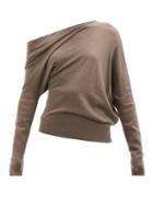 Tom Ford - Off-the-shoulder Thumbhole Cashmere-blend Top - Womens - Light Brown