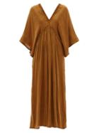 Matchesfashion.com Mes Demoiselles - Batwing-sleeve Bias-cut Twill Midi Dress - Womens - Bronze