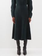 Jil Sander - High-rise Boucl Flared Midi Skirt - Womens - Dark Green
