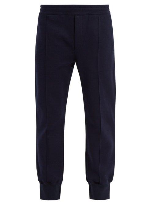 Matchesfashion.com Alexander Mcqueen - Tapered Cotton Blend Track Pants - Mens - Navy Multi