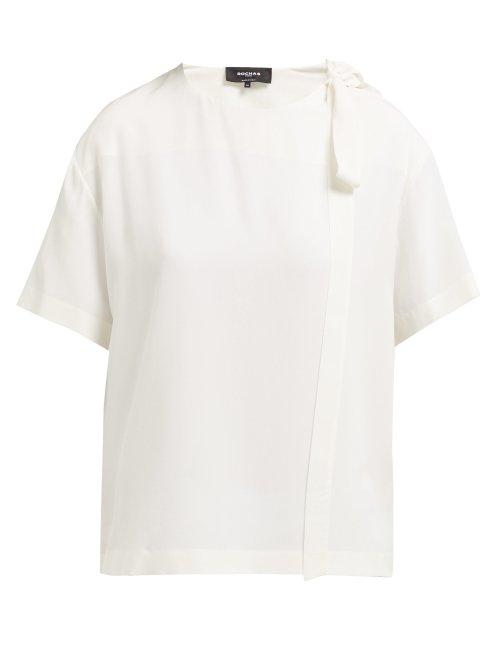 Matchesfashion.com Rochas - Tie Neck Silk Blouse - Womens - White
