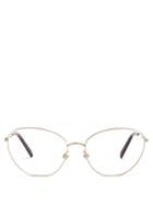 Matchesfashion.com Valentino - Oval Cat Eye Metal Glasses - Womens - Pink Gold