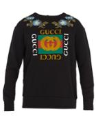 Gucci Logo-print Floral-embroidered Cotton Sweatshirt