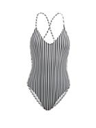 Matchesfashion.com Norma Kamali - Fara Striped Swimsuit - Womens - White Black