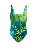 Matchesfashion.com Versace - Jungle-print Scoop-back Swimsuit - Womens - Green Print