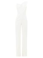 Matchesfashion.com Roland Mouret - Platano One-shoulder Wool-crepe Jumpsuit - Womens - White