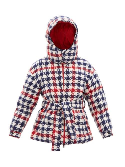 Perfect Moment - Star Gingham Quilted Down Ski Jacket - Womens - White Multi