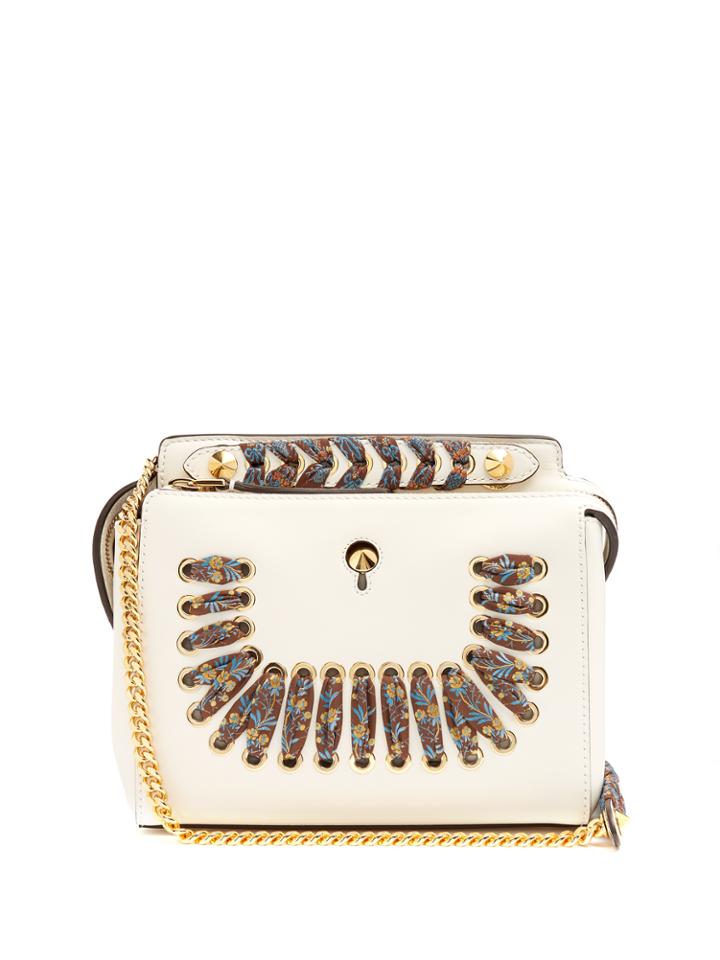 Fendi Dotcom Whipstitched Leather Cross-body Bag