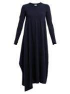 Matchesfashion.com Barrie - Asymmetric Side Slit Cashmere Midi Dress - Womens - Navy