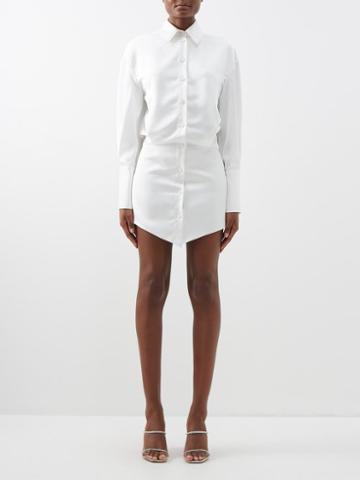 The Attico - Silvye Satin Mini Shirt Dress - Womens - White