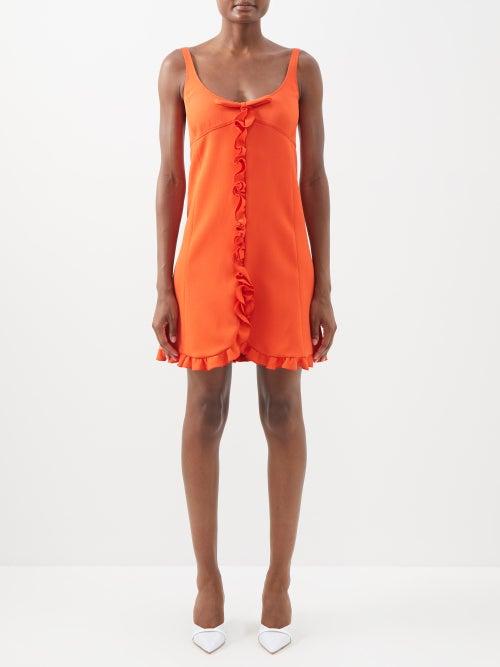 Giambattista Valli - Bow-tied Ruffled Crepe Mini Dress - Womens - Red