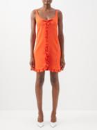 Giambattista Valli - Bow-tied Ruffled Crepe Mini Dress - Womens - Red