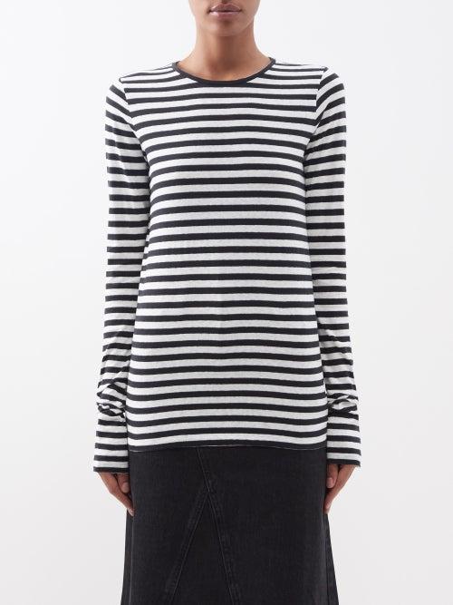 Raey - Long-sleeved Recycled Cotton-jersey T-shirt - Womens - Black Stripe