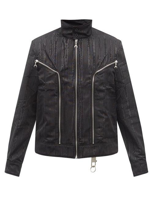Marine Serre - Zip-pocket Moire Biker Jacket - Mens - Black
