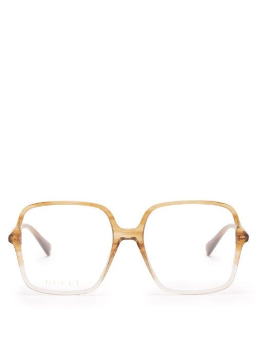 Gucci - Oversized Square Gradient Acetate Glasses - Womens - Brown
