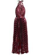 Matchesfashion.com Maria Lucia Hohan - Inais Halter Neck Silk Blend Gown - Womens - Red Multi