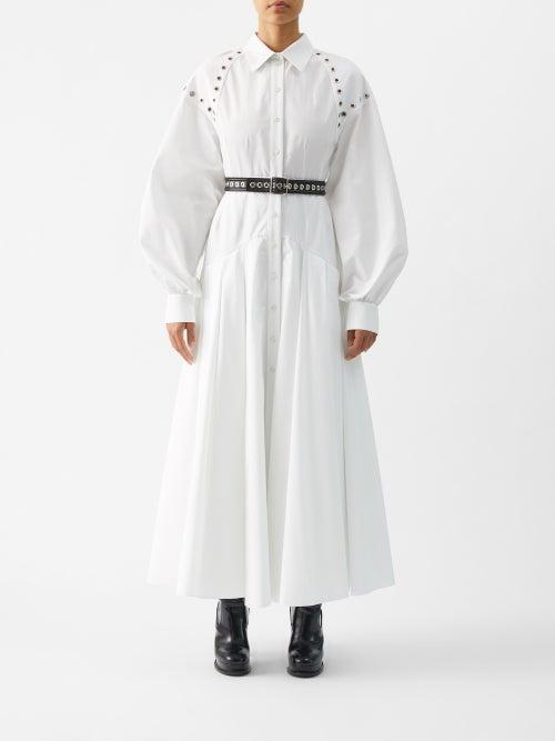 Alexander Mcqueen - Eyelet-embellished Poplin Shirt Dress - Womens - White