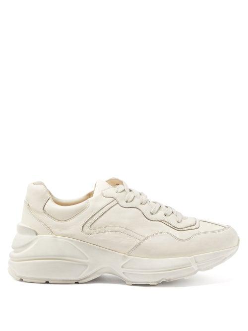 Ladies Shoes Gucci - Rhyton Leather Trainers - Womens - Cream