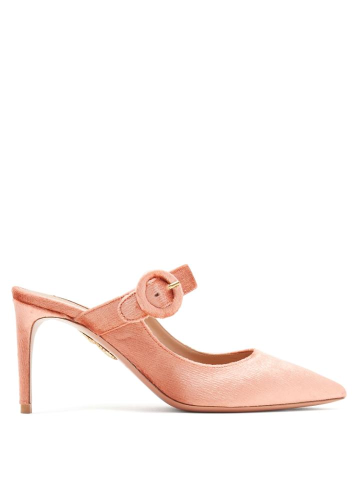 Aquazzura Blossom 75 Velvet Mules