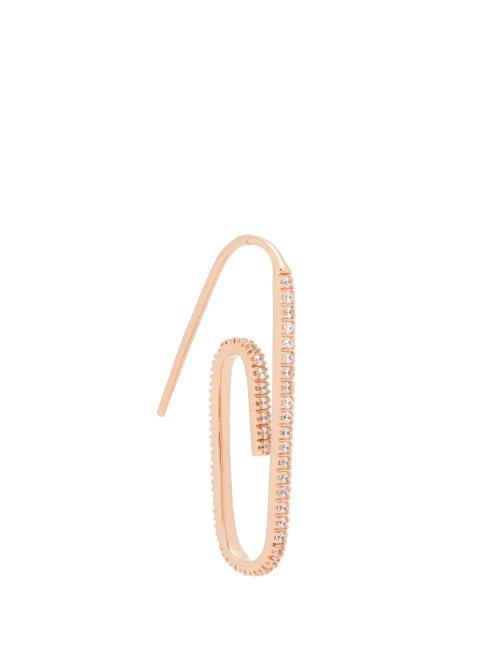 Matchesfashion.com Hillier Bartley - Swarovski Embellished Paperclip Single Earring - Womens - Rose Gold