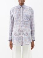 Zimmermann - Vitali Paisley-print Silk-crepe Blouse - Womens - Blue Print