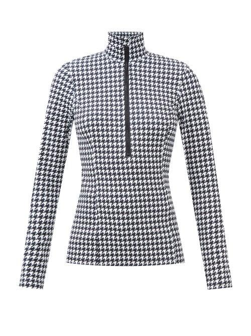 Goldbergh - Blanche Houndstooth Half-zip Thermal Top - Womens - White Black