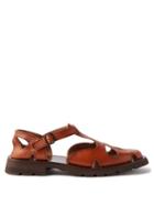 Hereu - Floreta Cutout Leather Sandals - Mens - Brown