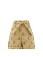 Matchesfashion.com Chlo - Logo-jacquard Cotton-canvas Shorts - Womens - Beige