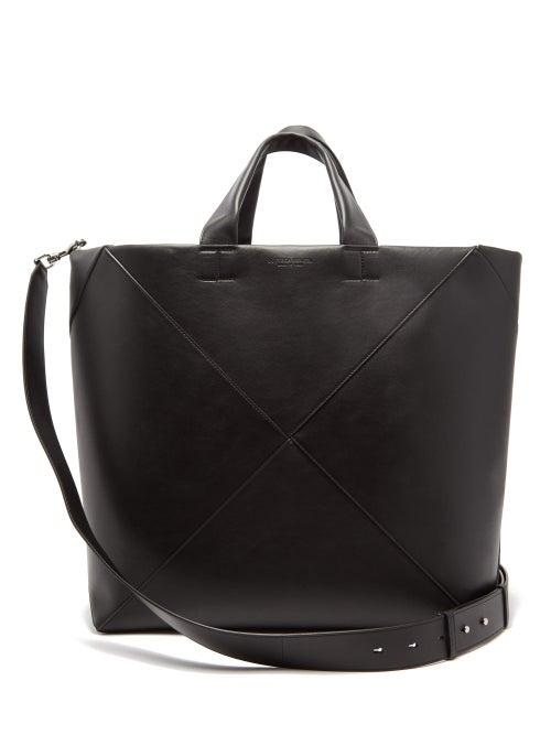 Matchesfashion.com Bottega Veneta - Intrecciato Panelled Leather Tote Bag - Mens - Black