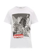 Matchesfashion.com Moncler - Mountain Print Cotton Jersey T Shirt - Mens - White