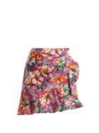 Matchesfashion.com Isabel Marant - Mouna Floral Print Ruffle Trimmed Mini Skirt - Womens - Purple Multi