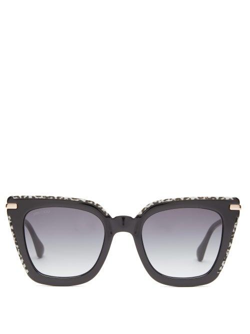 Matchesfashion.com Jimmy Choo - Ciara Square Acetate And Metal Sunglasses - Womens - Black Multi