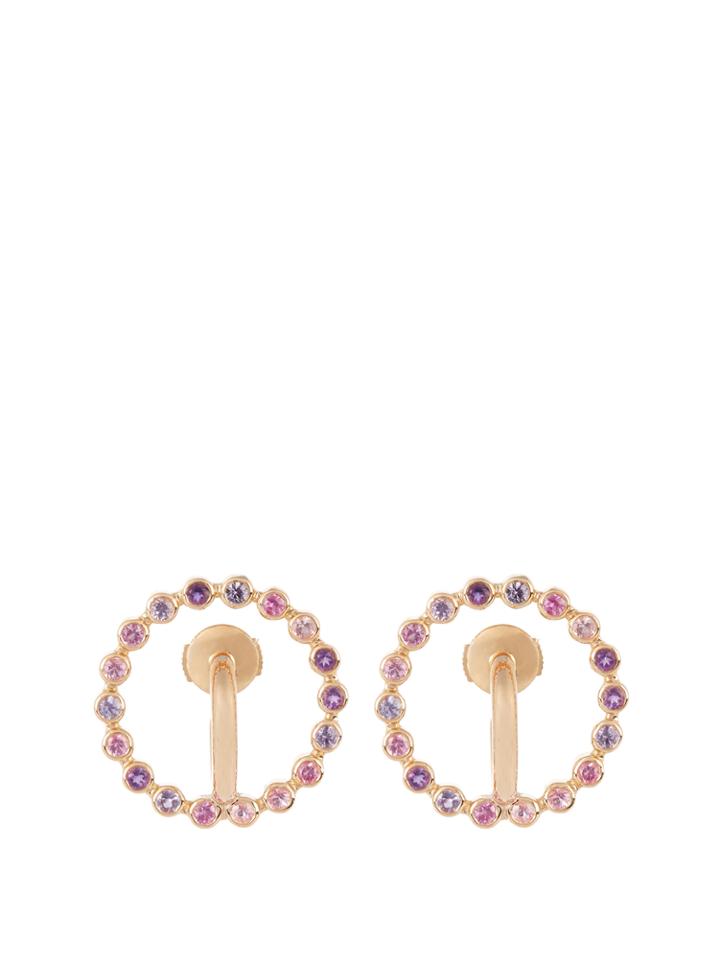 Charlotte Chesnais Fine Jewellery Saturn Small Sapphire, Amethyst & Gold Earrings