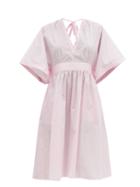 Matchesfashion.com Loup Charmant - Keiko Wide-sleeve Organic-cotton Poplin Dress - Womens - Pink