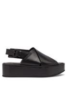Matchesfashion.com Ann Demeulemeester - Cross Over Leather Flatform Sandals - Womens - Black