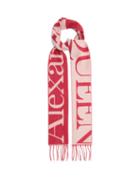 Alexander Mcqueen - Logo-jacquard Fringed Cashmere Scarf - Womens - Pink White