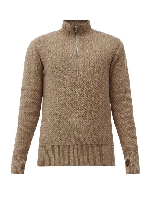 Matchesfashion.com Oliver Spencer - Half-zip Wool Sweater - Mens - Beige