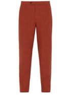 Matchesfashion.com P. Johnson - Straight Leg Linen Trousers - Mens - Dark Orange