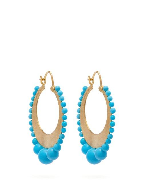 Matchesfashion.com Irene Neuwirth - 18kt Gold & Kingman Turquoise Earrings - Womens - Gold