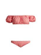 Matchesfashion.com Lisa Marie Fernandez - Leandra Seersucker Bikini - Womens - Red Multi