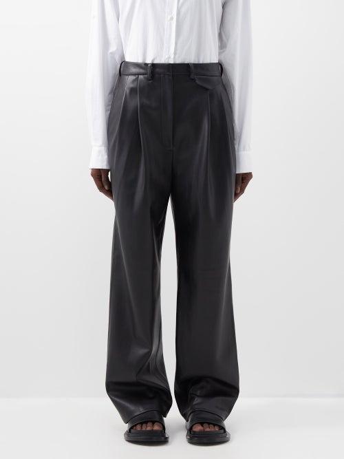The Frankie Shop - Pernille Pleated Faux-leather Trousers - Womens - Black