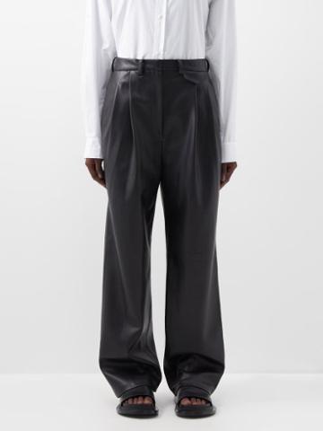 The Frankie Shop - Pernille Pleated Faux-leather Trousers - Womens - Black