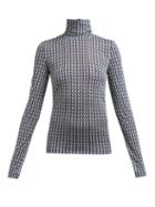 Matchesfashion.com Valentino - Monogram Print Roll Neck Sweater - Womens - Navy Stripe