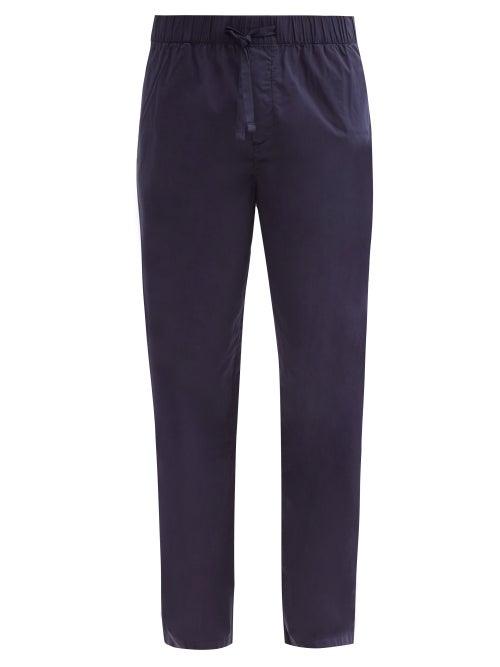 Mens Basics Tekla - Organic-cotton Poplin Pyjama Trousers - Mens - Navy