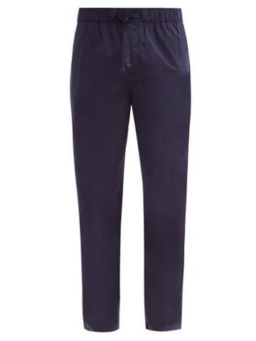 Mens Basics Tekla - Organic-cotton Poplin Pyjama Trousers - Mens - Navy